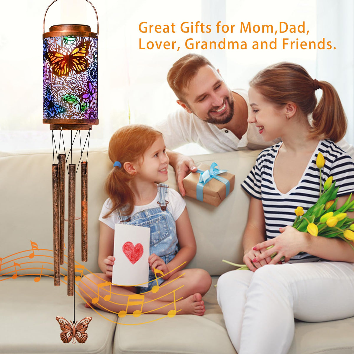 Butterfly Solar Wind Chimes for Outside