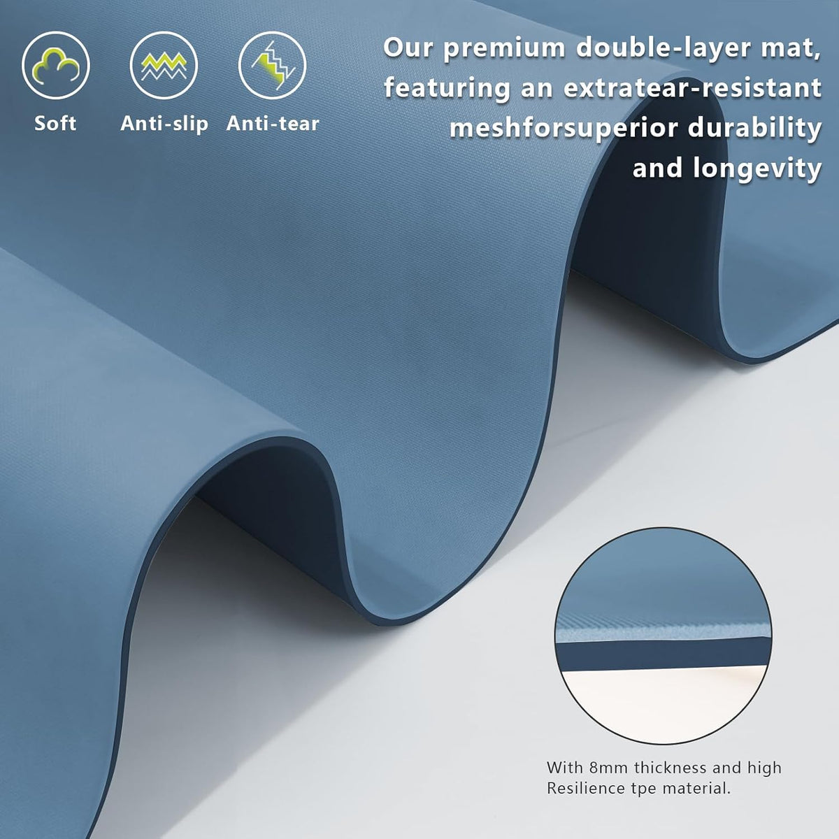 Yoga Mats 80cm Wide 1 (Blue-gray&navy blue)