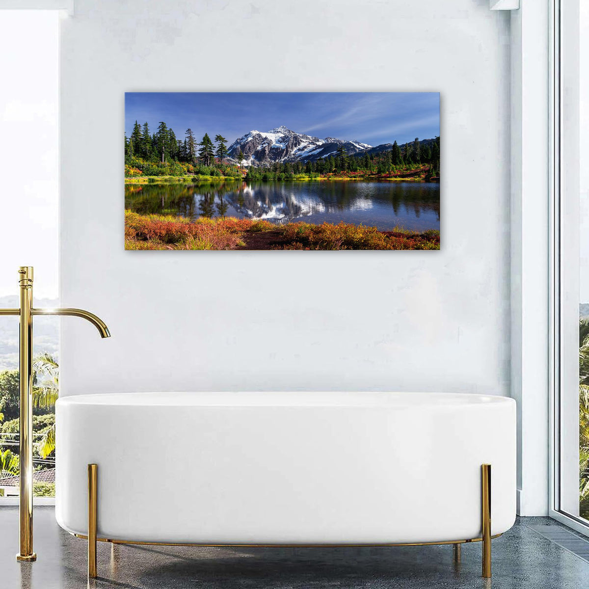 Nature Wall Art Grand Teton National Park Posters Forest Mountains Scenery Pictures Bedroom Bathroom Pine and River Landscape Panoramic Photography Prints Canvas Artwork Living Room Home Decor 24x48" (48"L x 24"W / Grand Teton)