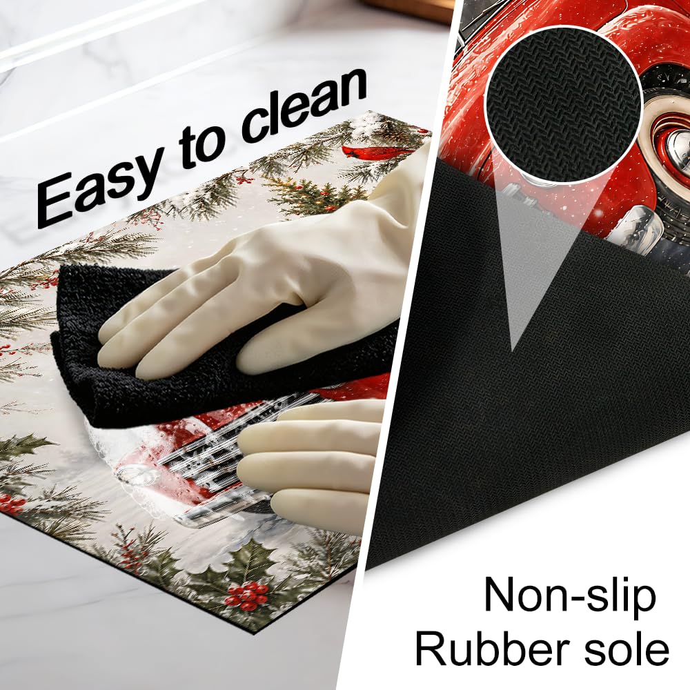 Christmas Stove Top Cover 28.35x20.47 in Red Truck Holiday Mat (Colorful3615)