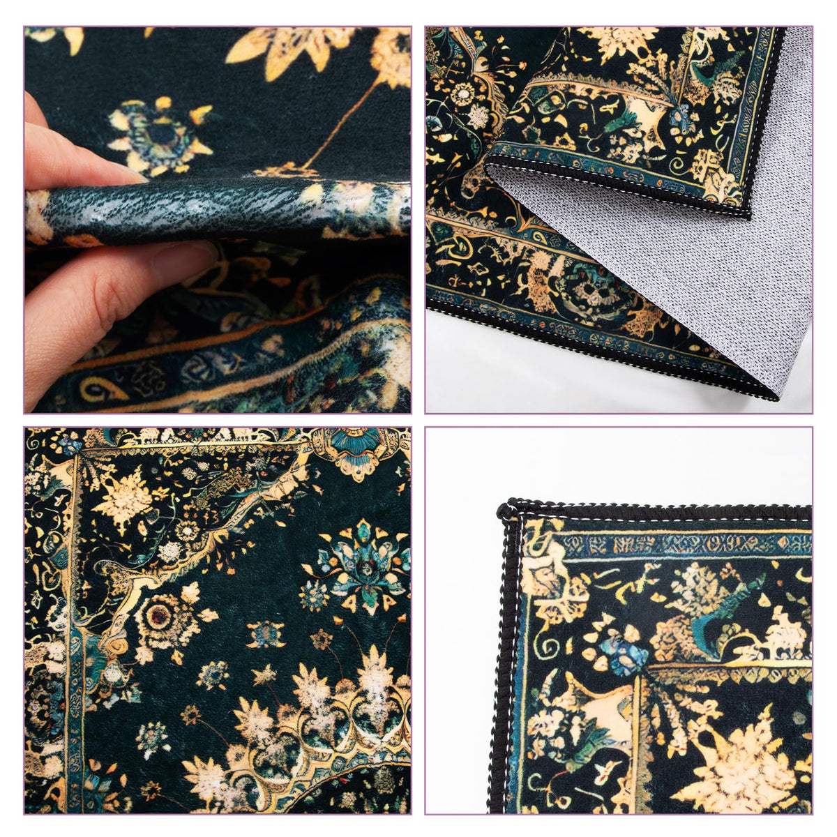 Vintage Green Botanical Floral Area Rugs (11- / 2' x 3' (Rectangular))