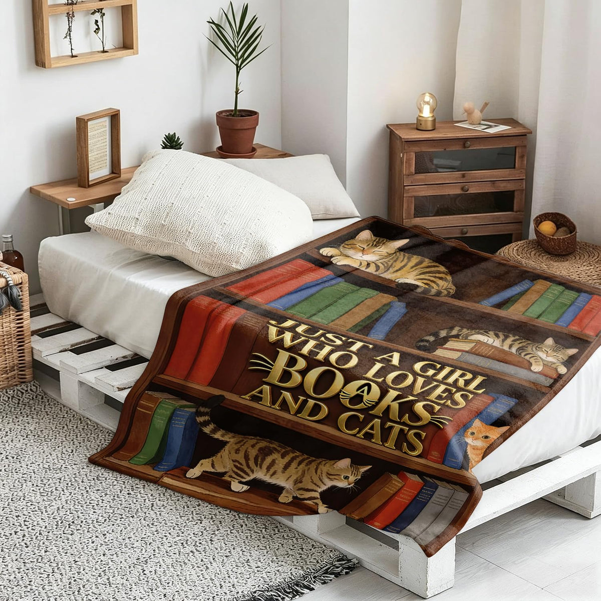 Books Cats Throw Blanket Vintage Soft Cozy Plush Flannel Blanket 30"X40" (Books and Cats / 30"X40")