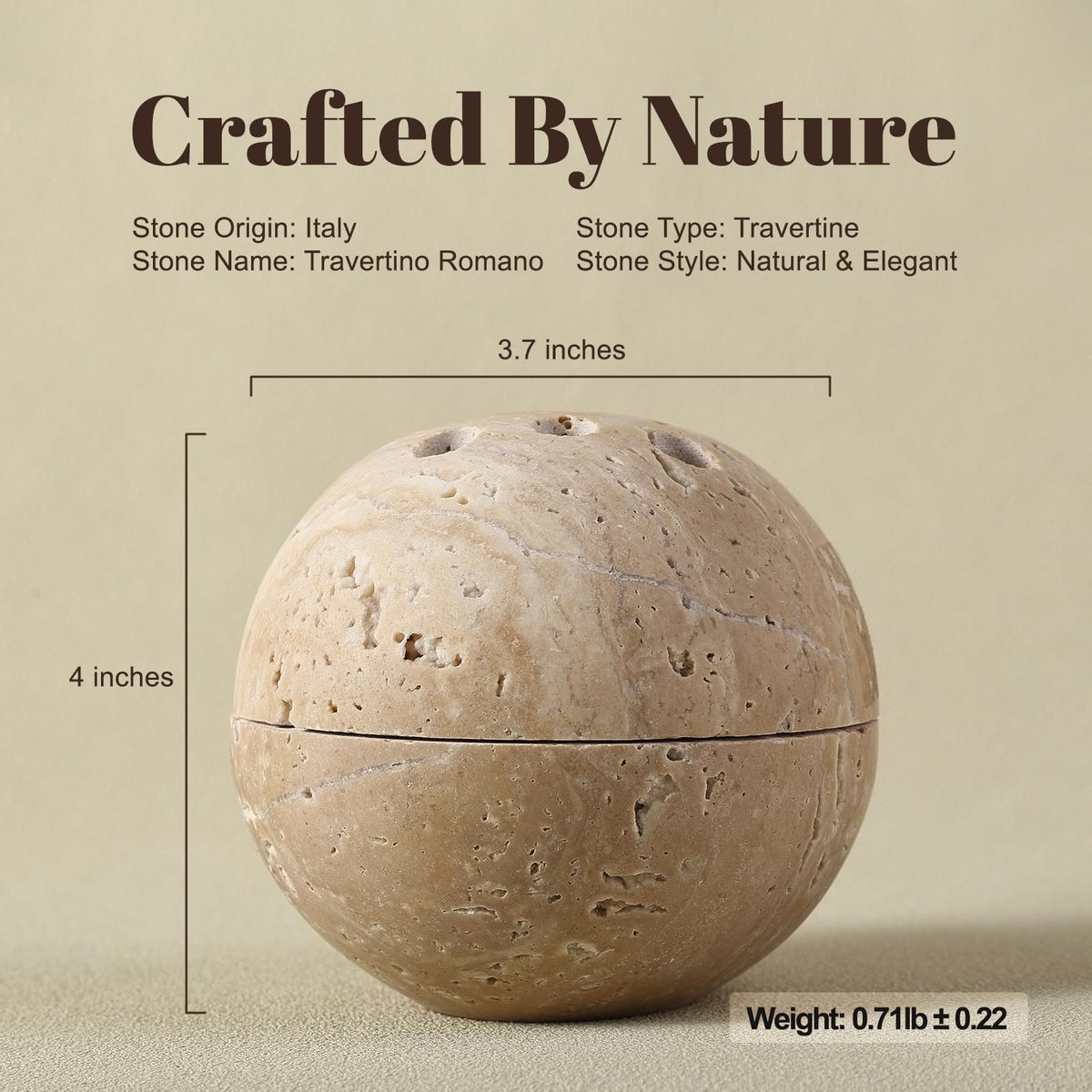 Natural Travertine Incense Burner (Sphere-travertine)