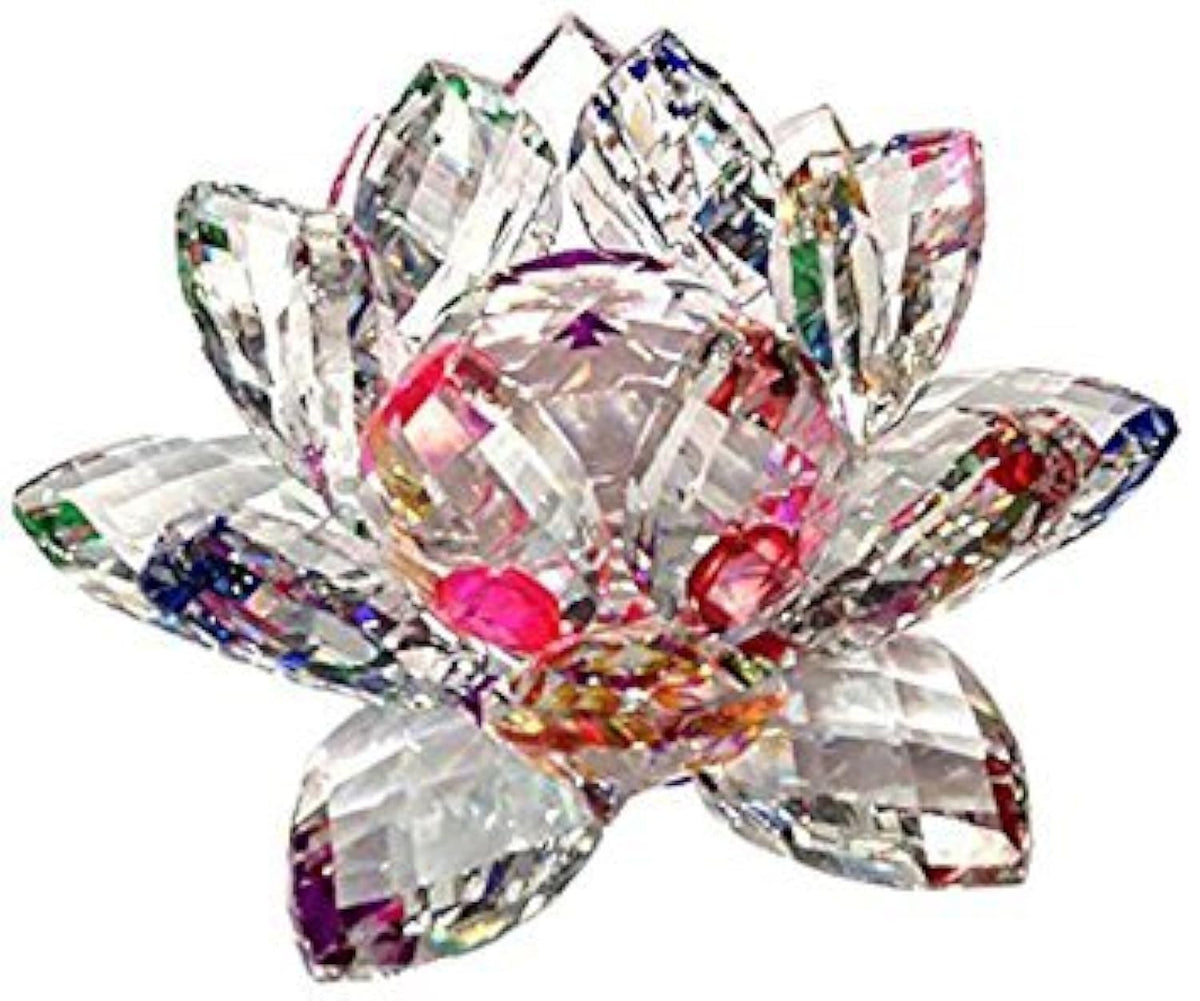 5 inch Sparkle Crystal Lotus Flower Feng Shui Home Decor with Gift Box (5 Inch)