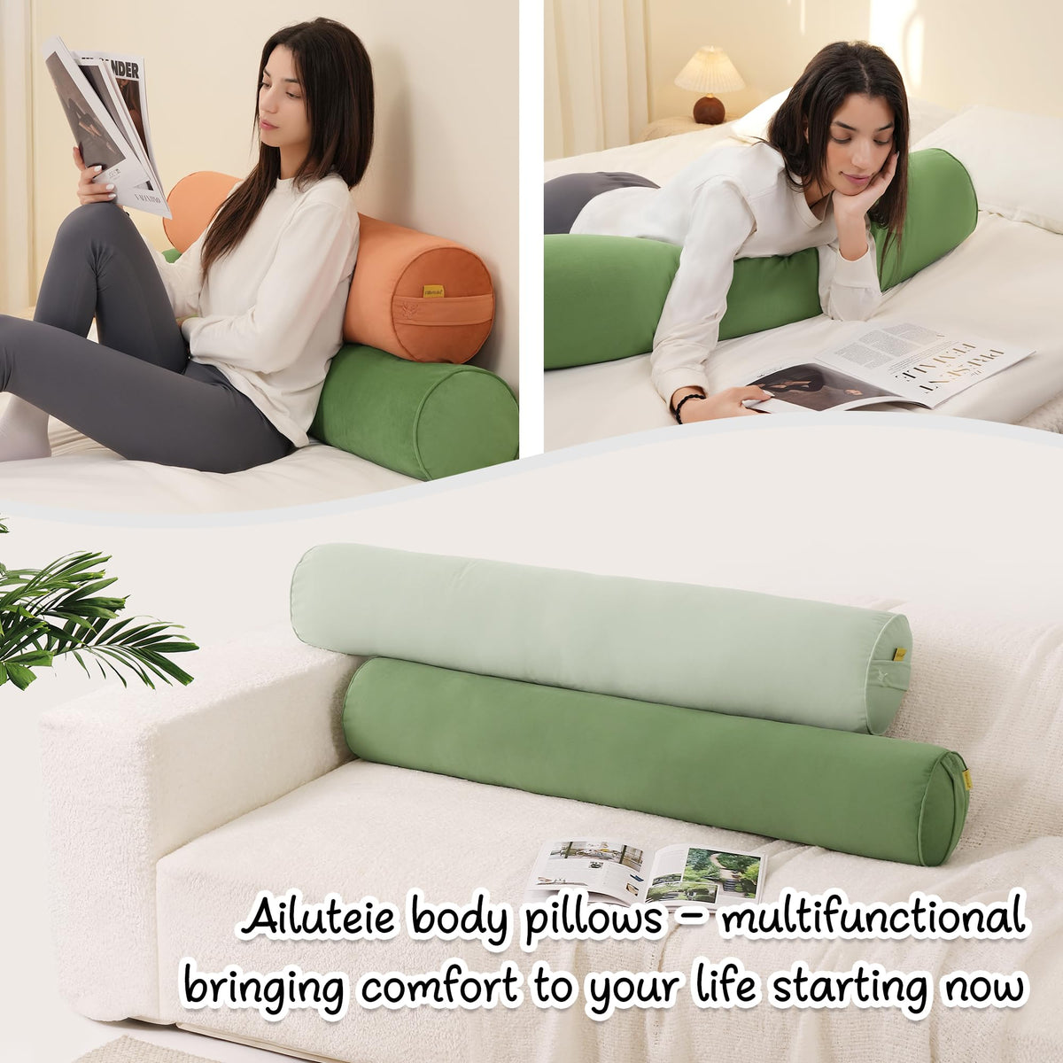 Body Pillow for Adults (Olive Green / 39.37"*7.87")