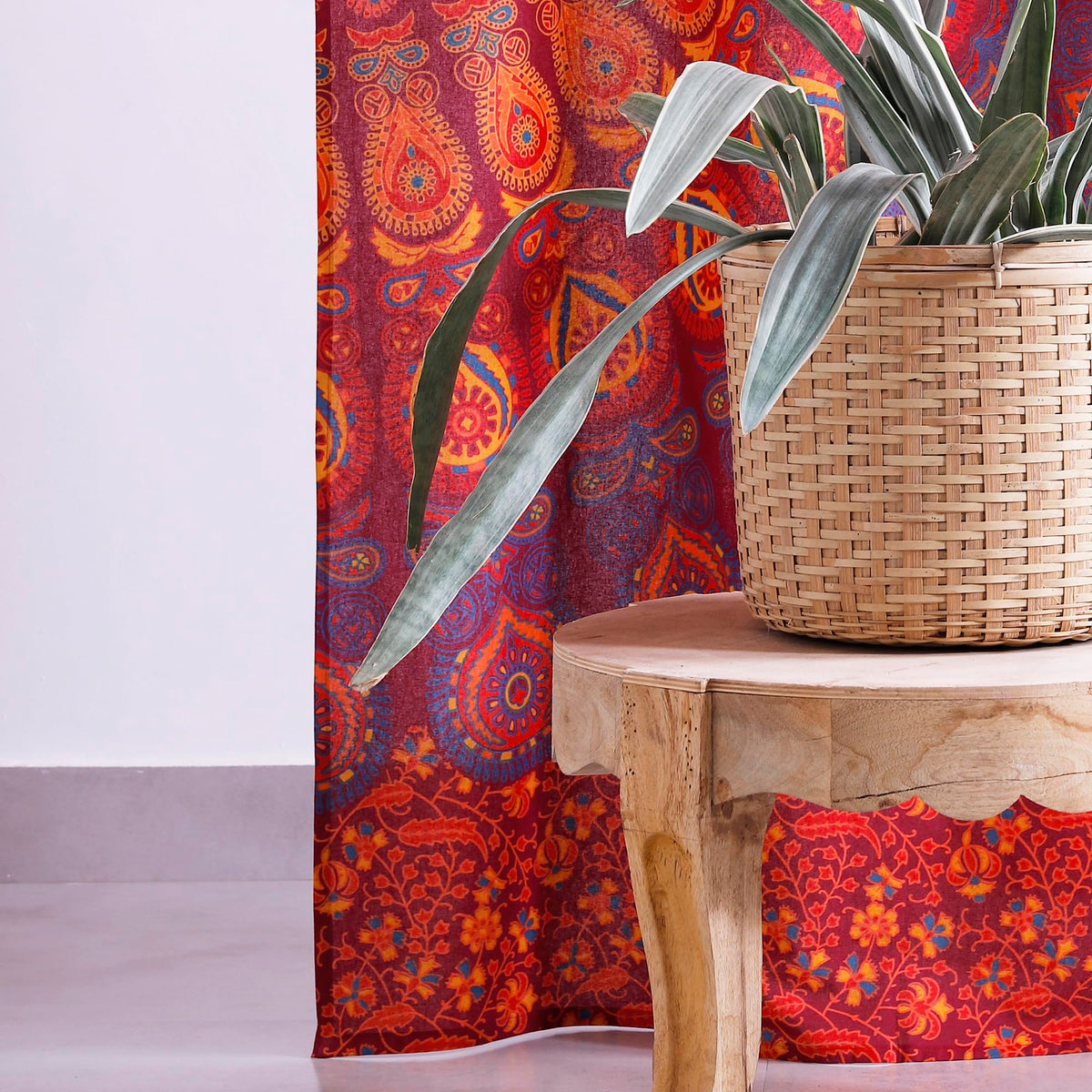 Maroon Hippie Mandala Curtains 83 Inch Length for Living Room Bedroom 2 Panels Set Light Filtering Semi Sheer Window Curtains 76 Inch Width Boho Farmhouse Drapes W76xL83 (Maroon_yellow / 83"W x 83"L (Pack of 2))