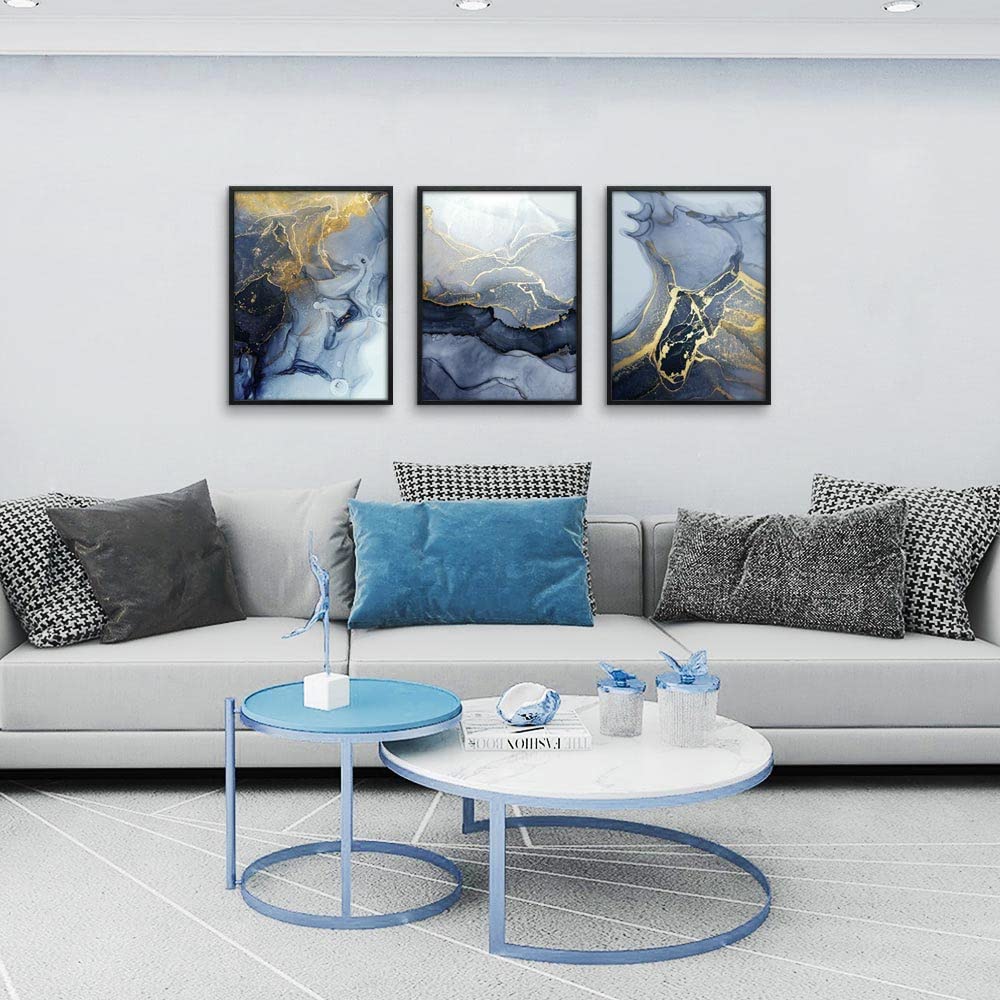 Black Framed Canvas Wall Art For Bedroom Abstract Wall Decor For Living Room Abstract Ink Paintings Wall Artworks Hang Pictures For Office Decor Bathroom Home Decorations Posters 12"X16" 3 Piece (12x16inches*3pcs / Abstract Line Painting Black Framed)