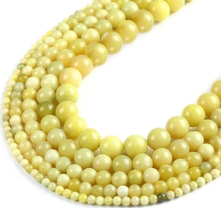 108 Pcs Lemon Jade Beads for Jewelry Making 8 MM Yellow Lemon Jade Gemstones Loose Stone Beads (Lemon Jade / 8MM, 108pcs)