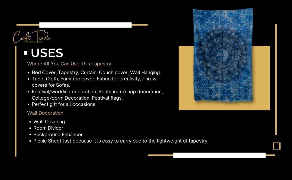 Cotton Mandala Tapestry (Blue / 30"L x 40"W)