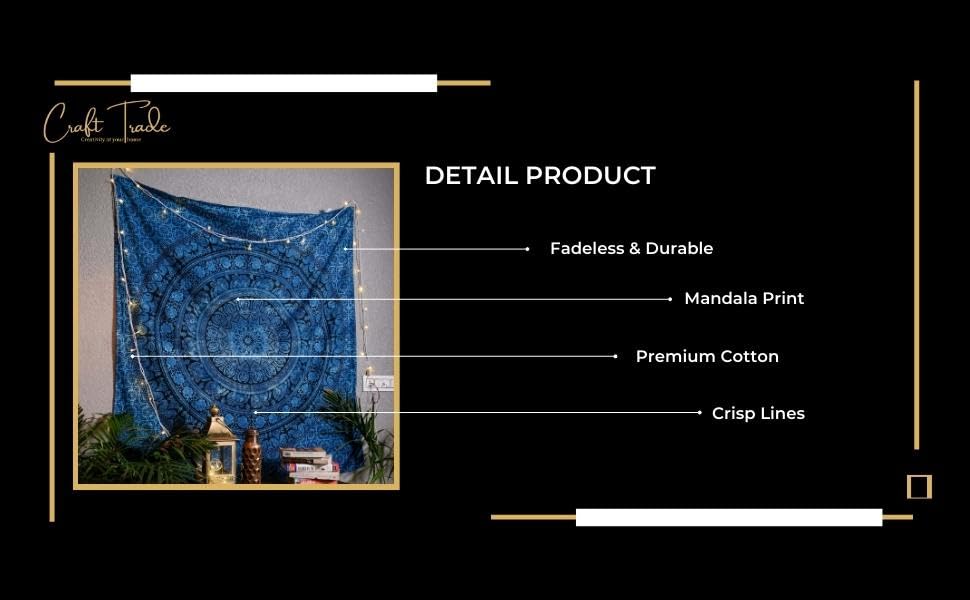 Cotton Mandala Tapestry (Blue / 30"L x 40"W)