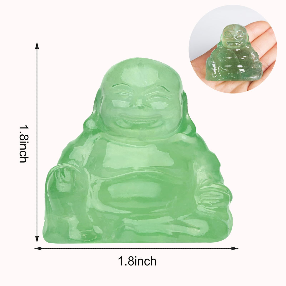 Fluorite Crystal Laughing Buddha Statue Meditation Decor Spiritual Art Piece Healing Stone Figurine Zen Altar Sculpture Feng Shui Gift Yoga Space Ornament Peaceful Home Temple Collectible (Fluorite Buddha)