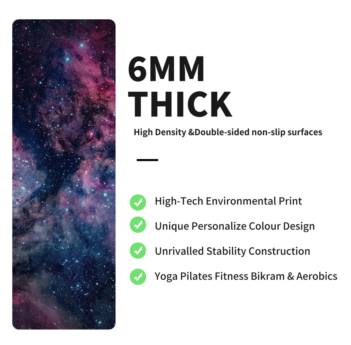Yoga Mat Print Extra Thick TPE Non Slip Fitness Exercise Mat with Carrying Bag (CanRuoFanXing)