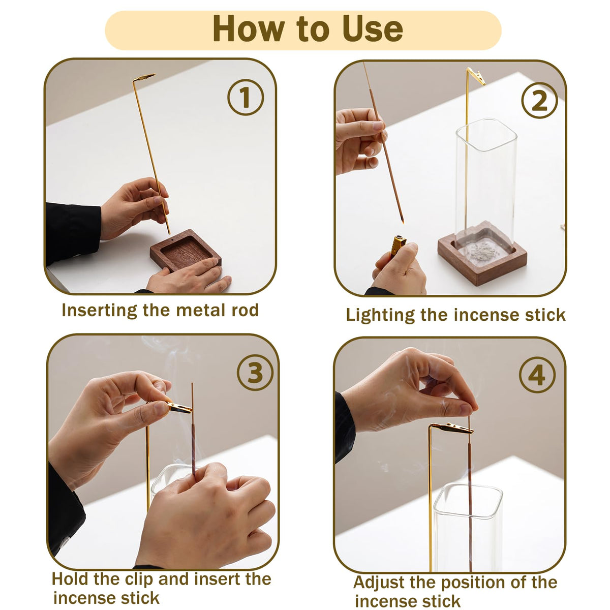 Incense Holder (Wooden Bottles Square / One Glass)