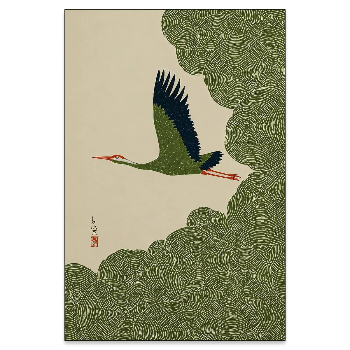 Vintage Japanese Flying Wall Art Nature Bird Pictures Aesthetics Posters Minimalist Animal Canvas Prints Nordic Nature Zen Calm 20x30in Unframed for Asian Syle Living Room Bedroom Office Decor (Unframed / Japanese Pictures / 30"L x 20"W)