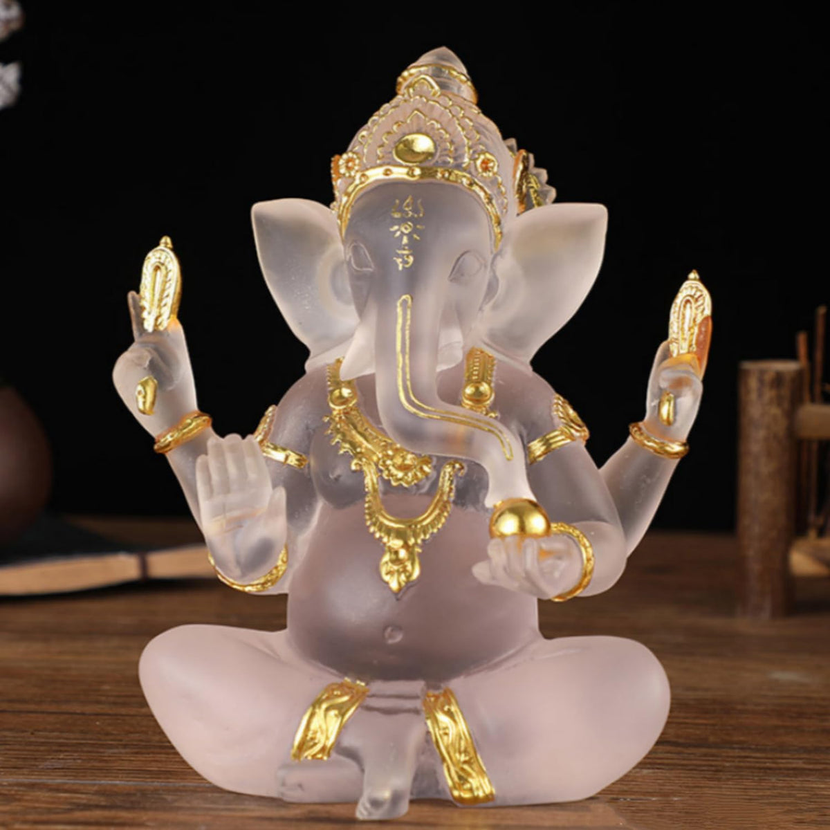 Indian God Lord Ganesha Statue (Transparent / 7.08")