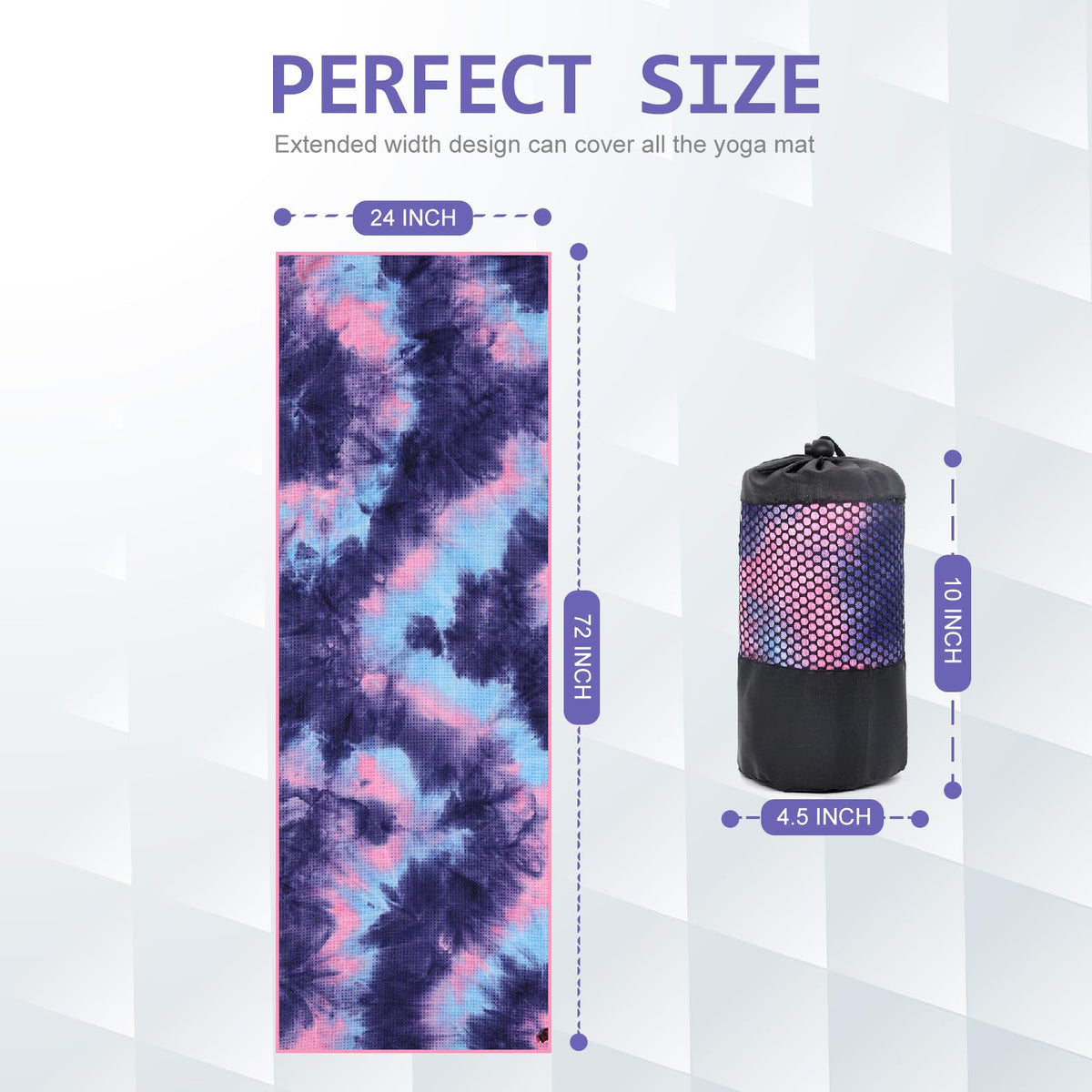 2 Pack Hot Yoga Towel with Grip Dot (Pink & Blue/Green & Purple)