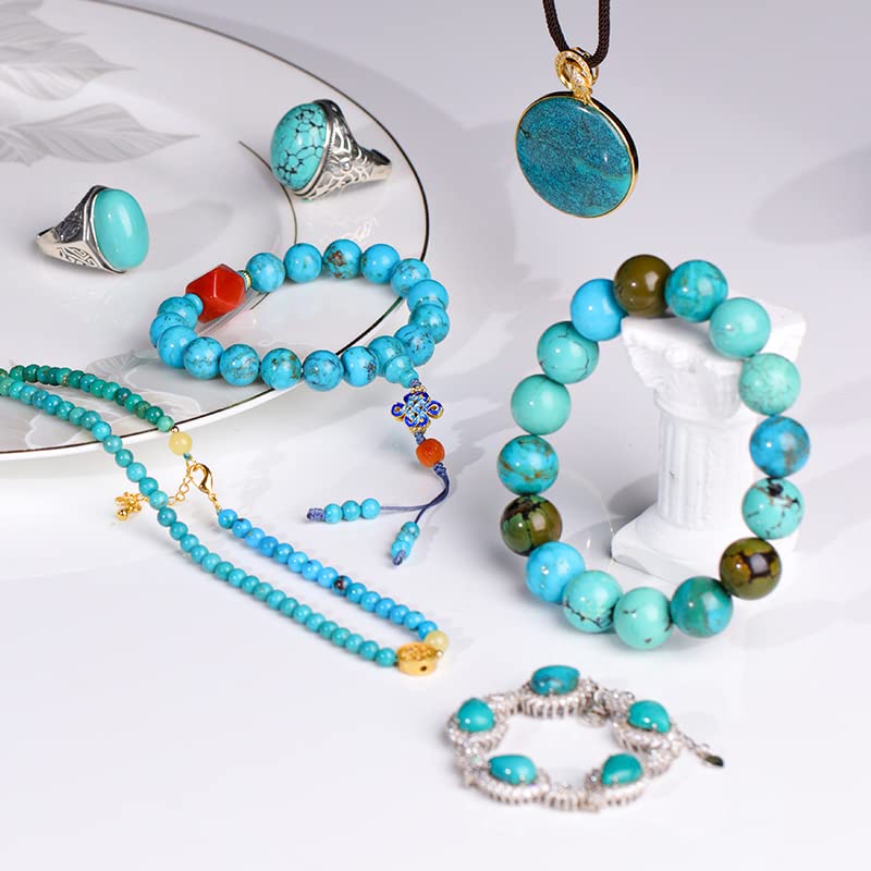 108 Pcs Blue Turquoise Beads for Jewelry Making 8 MM Blue Turquoise Loose Gemstones Stone Beads (Blue Turquoise / 8MM, 108pcs)