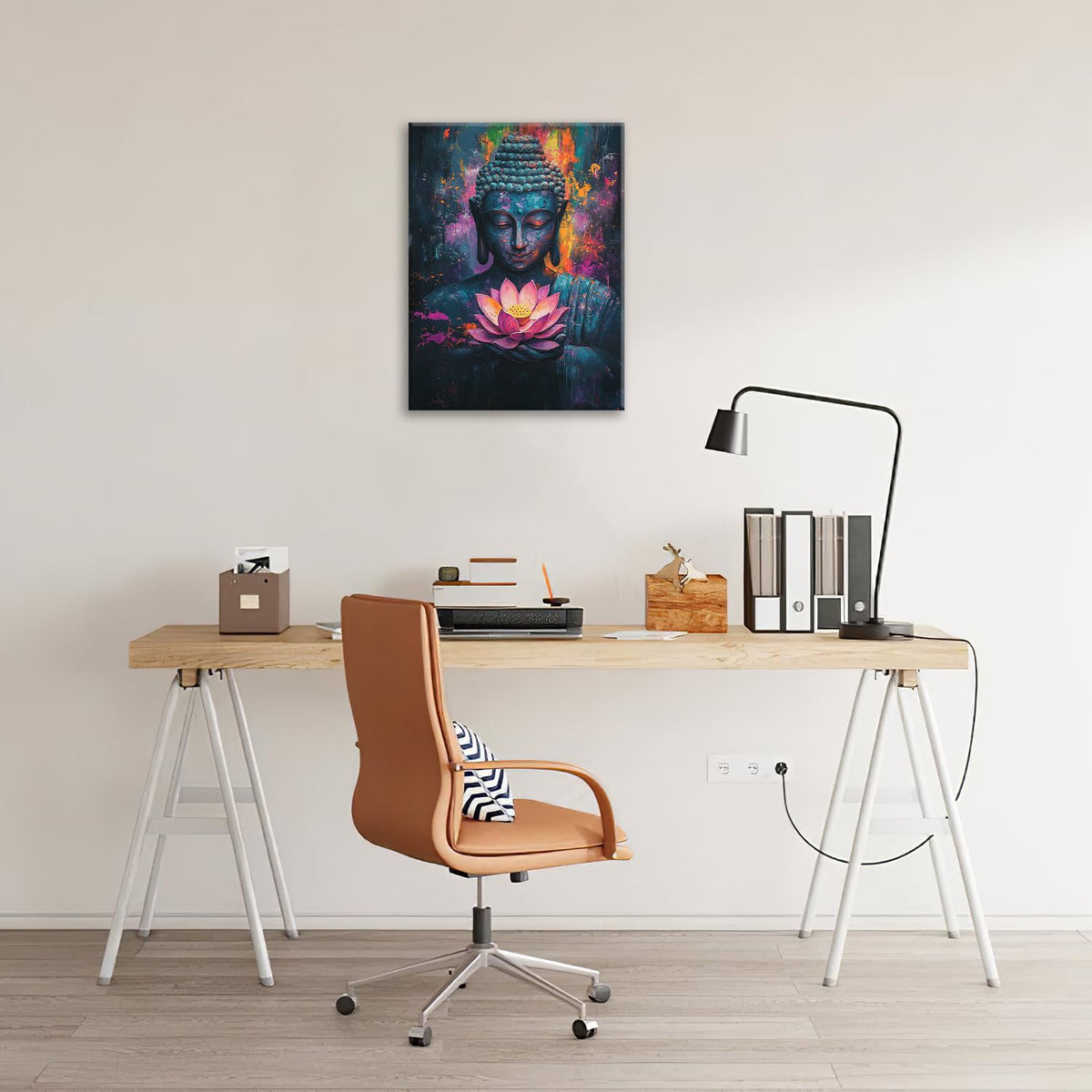 Zen Wall Art Buddha Pictures Wall Decor (Buddha Lotus / 12L" x 16W")