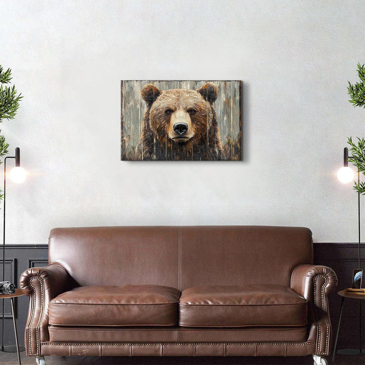 Farmhouse Wall Decor Bear Wall Art Rustic Animal Heads Pictures Funny Animal Canvas Prints Nature Wildlife Portrait Painting Modern Artwork for Kid Bedroom Living Room Home Decoration 16x24" (24"L x 16"W / Bear)