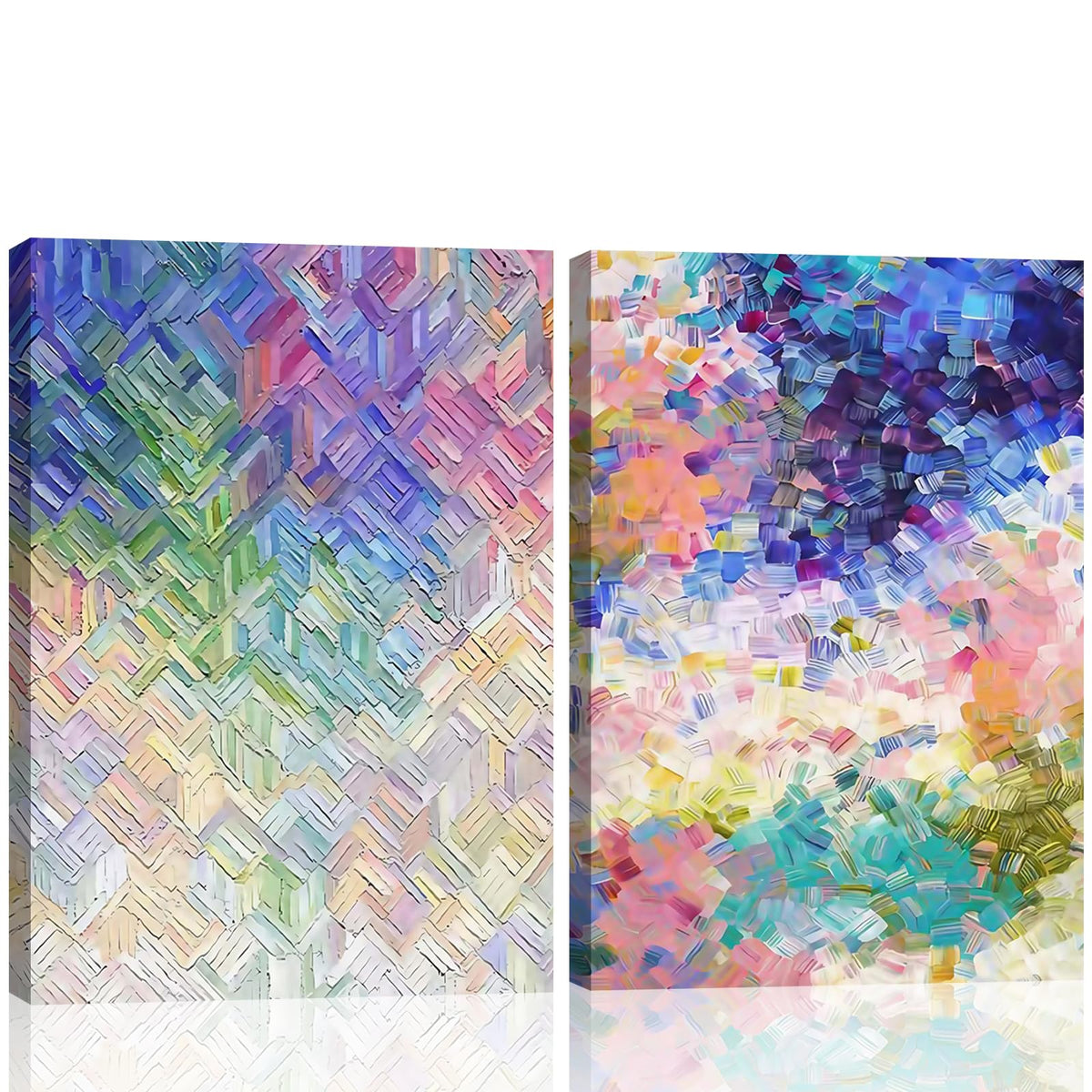 2 Pcs Framed Bathroom Wall Art Abstract Navy Blue And White Canvas Prints Simple Color Block for Living Room Bedroom Bathroom Office Ready to Hang 12x16 Inch (Color Blocks / 12X16inch)