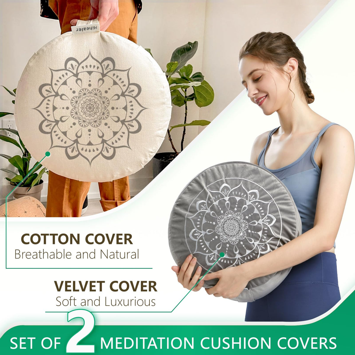 Meditation Cushion (Calmly Grey & White)