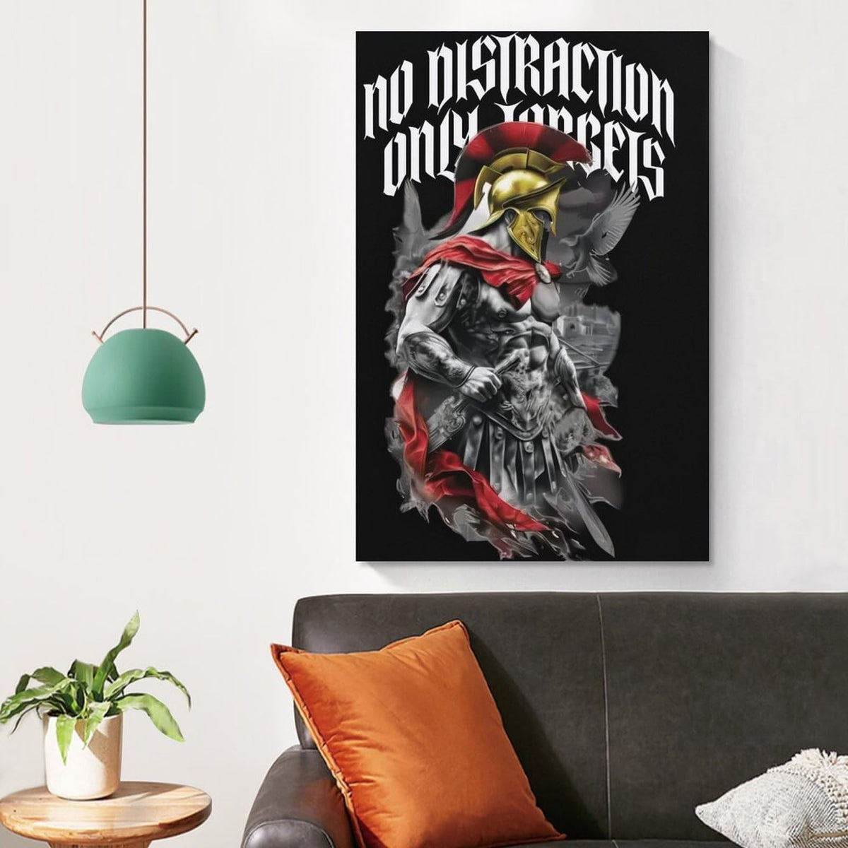 No Distraction Only Targets Spartan Warrior Canvas Printing Wall Art Prints Wall Decor Posters Black Red Gothic Motivational Bedroom Living Room Office Gym Decor 24x36inch (style-30 / 24x36inch(60x90cm) Unframe)