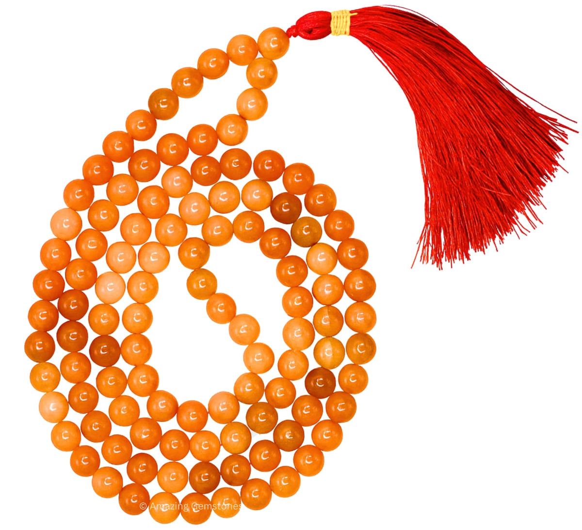 Red Aventurine Buddhist Prayer Beads Japa Mala with 108 Meditation Beads (Without Knots / Red Aventurine)