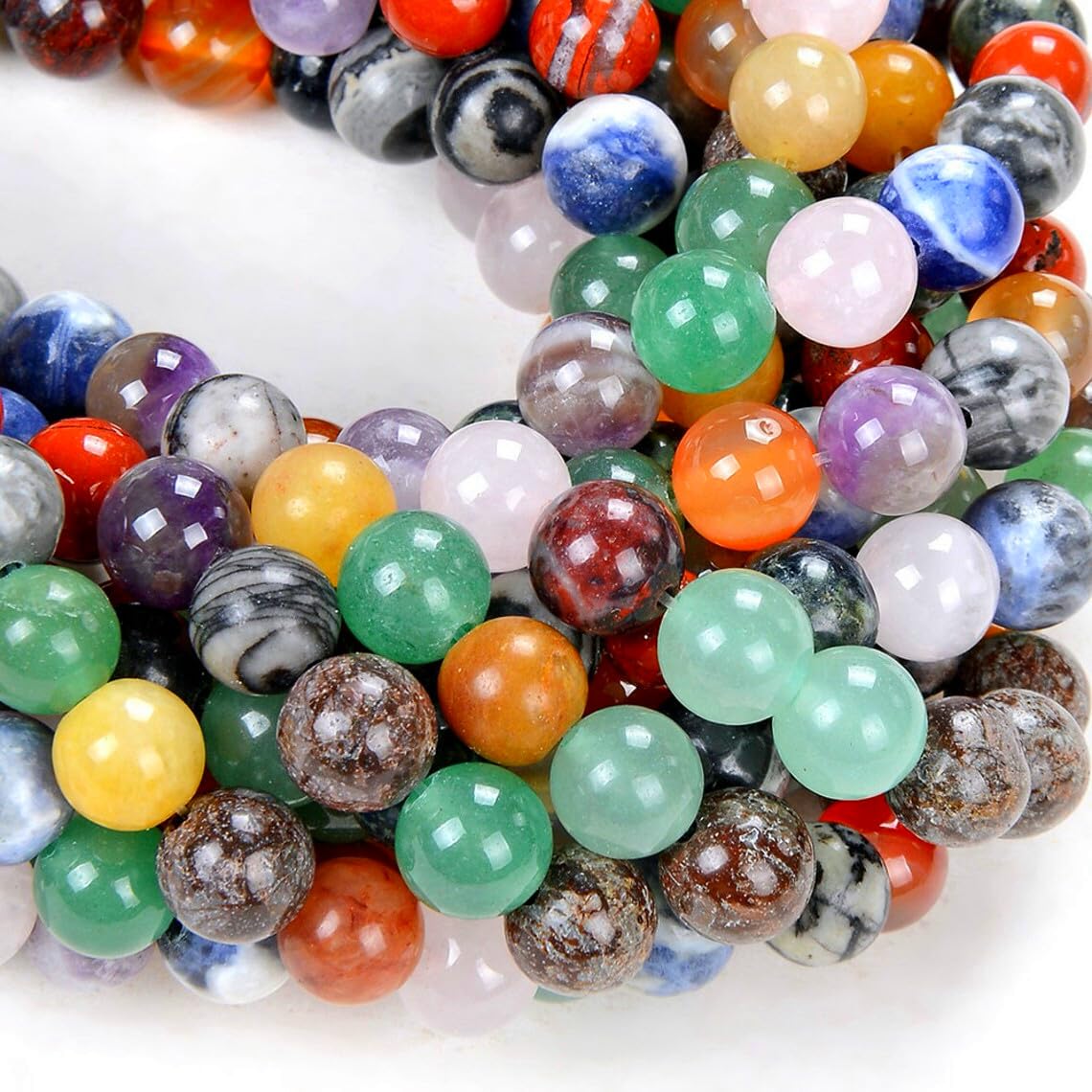 Natural Gemstone Beads for Jewelry Making 8 MM Mixed Assorted Color Gemstones Loose Stone Beads (Mixed / 8MM, 108pcs)
