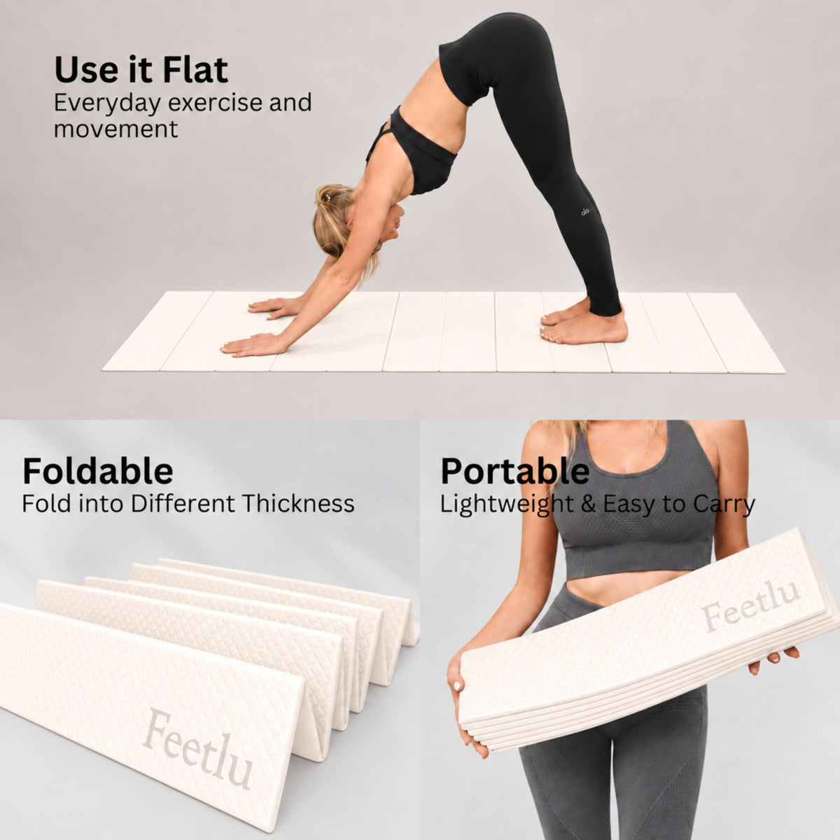 Original Foldable Yoga Mat (Ivory / 24" x 72" x 1/4")