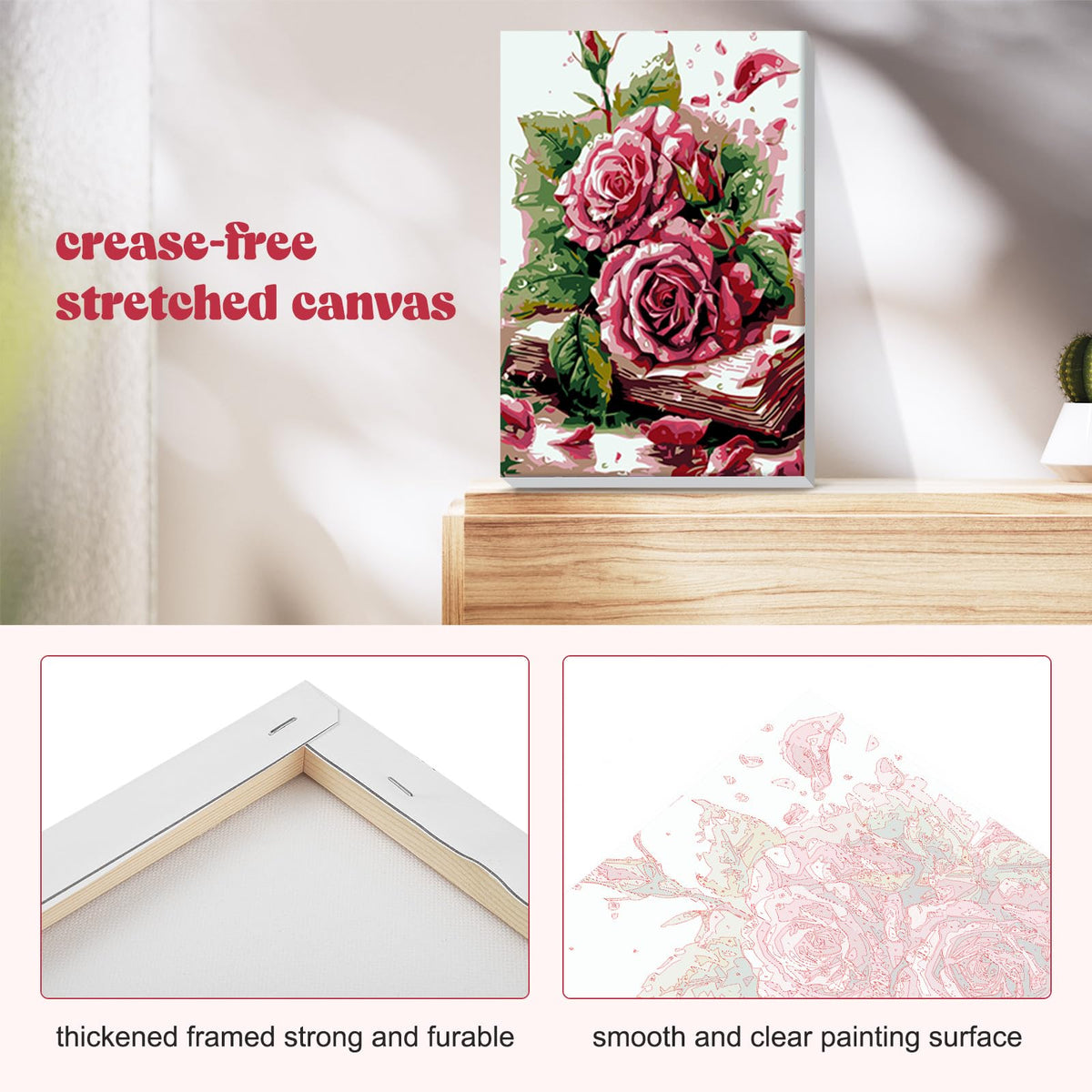 Rose Paint by Numbers Kit for Adults Beginner