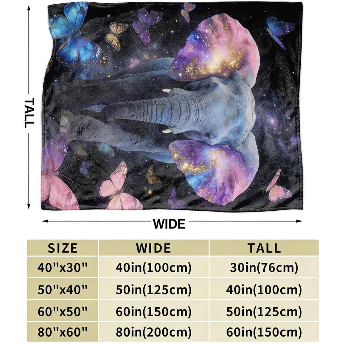 Elephant Fleece Throw Blanket Butterfly Blanket Gifts Room Decor 30"x40" (Elephant / 30"X40")