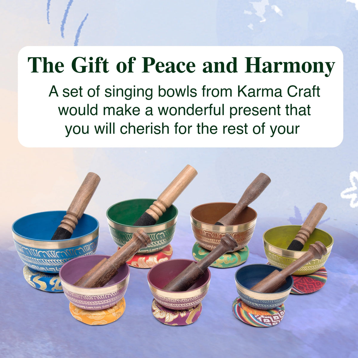 Tibetan Singing Bowl Set (7 Chakra Colored Set)