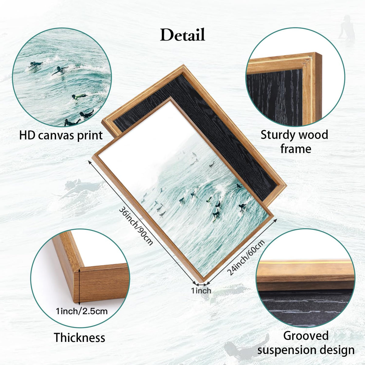 Coastal Palm Tree Framed Wall Art (Ocean / 24"L x 36"W)