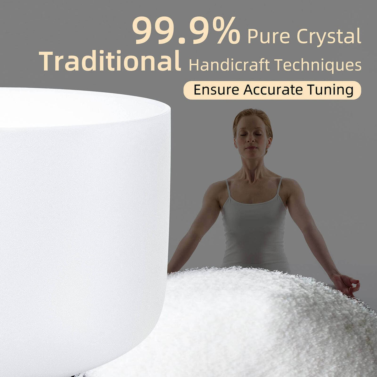 Crystal Singing Bowl 8 inch White E Note 432Hz with Carrying Case (8 Inch E)