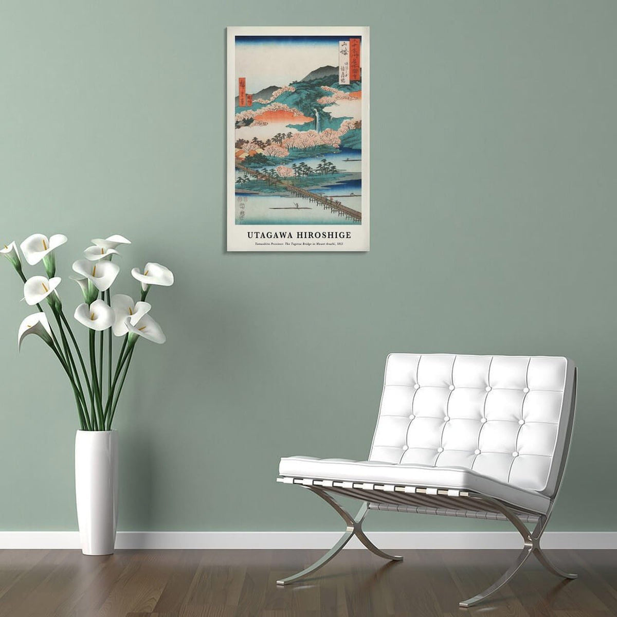 Utagawa Hiroshige Canvas Printing Wall Art Prints Posters Vintage Japanese Woodblock Landscape Togetsu Bridge Arashiyama Scenery Japandi Decor for Living Room Bedroom Office 16x24inch (style-6 / 16x24inch(40x60cm) Frame)