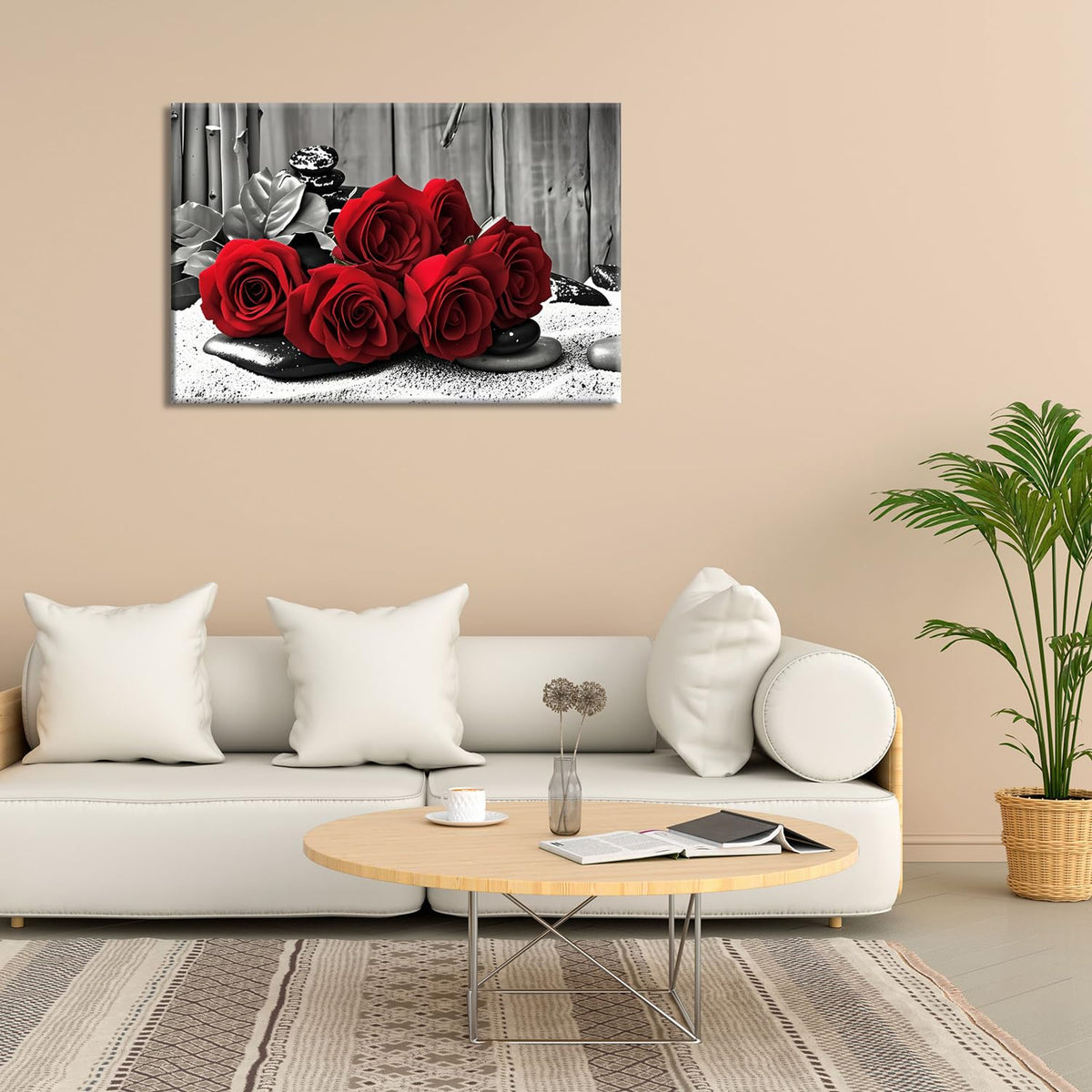 Black and White Red Roses Bedroom Wall Decor Framed Modern Zen Artwork Unique Gift Idea for Bedroom Bathroom Office Home Decor （rose (42.00L" X28.00W'' / rose-3)