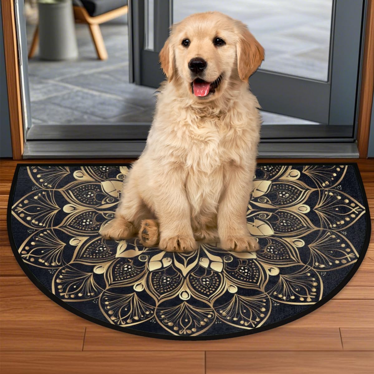 Mandala Ethnic Half Round Rug Half Moon Door Mat Half Circle Rugs (A:a-color 13)