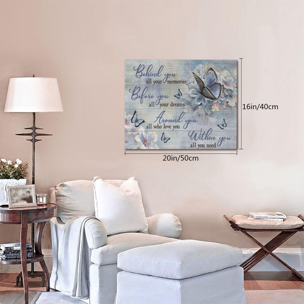 Butterfly Wall Art Purple Flower Pictures Wall Decor Farmhouse Rustic Floral Canvas Prints Motivational Quotes Painting Modern Artwork Home Decoration for Bathroom Bedroom Living Room 20"x16" (Purple Butterfly Flower / 20"L x 16"W)
