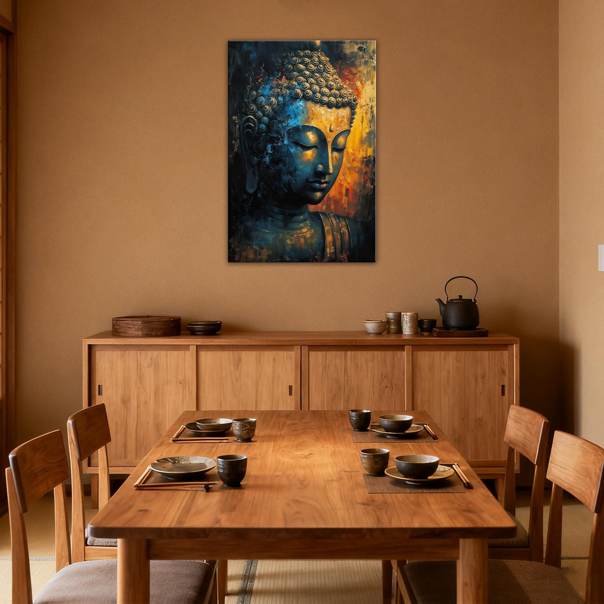 Zen Buddha Canvas Wall Art Abstract Buddha Head Painting Pictures Spiritual Meditation Decor for Yoga Room Living Room Home (Buddha-8 / 30L" x 20W")