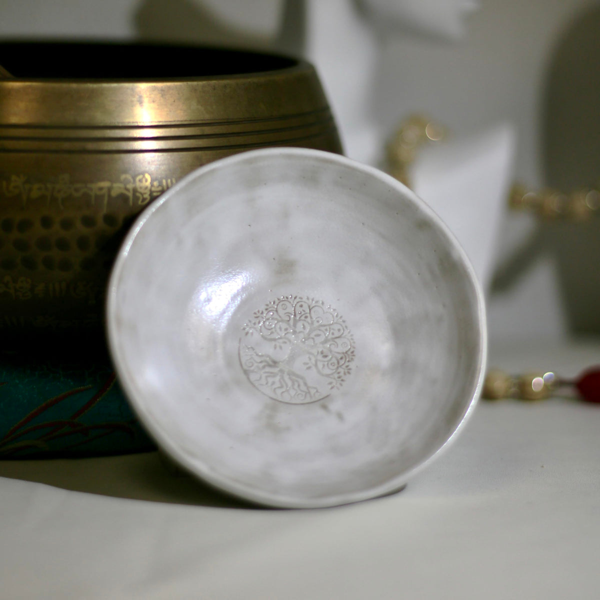 Prayer Offering Ritual Bowl Plate Great for Use Candles Tray Religious Spiritual Gifts （White Tree Life） (White Tree Life)