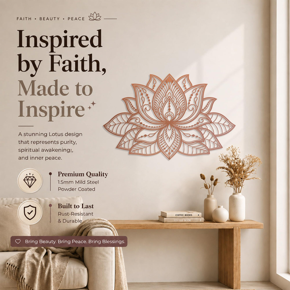 Mandala Metal Wall Decor (26.3" x 17" / Copper)