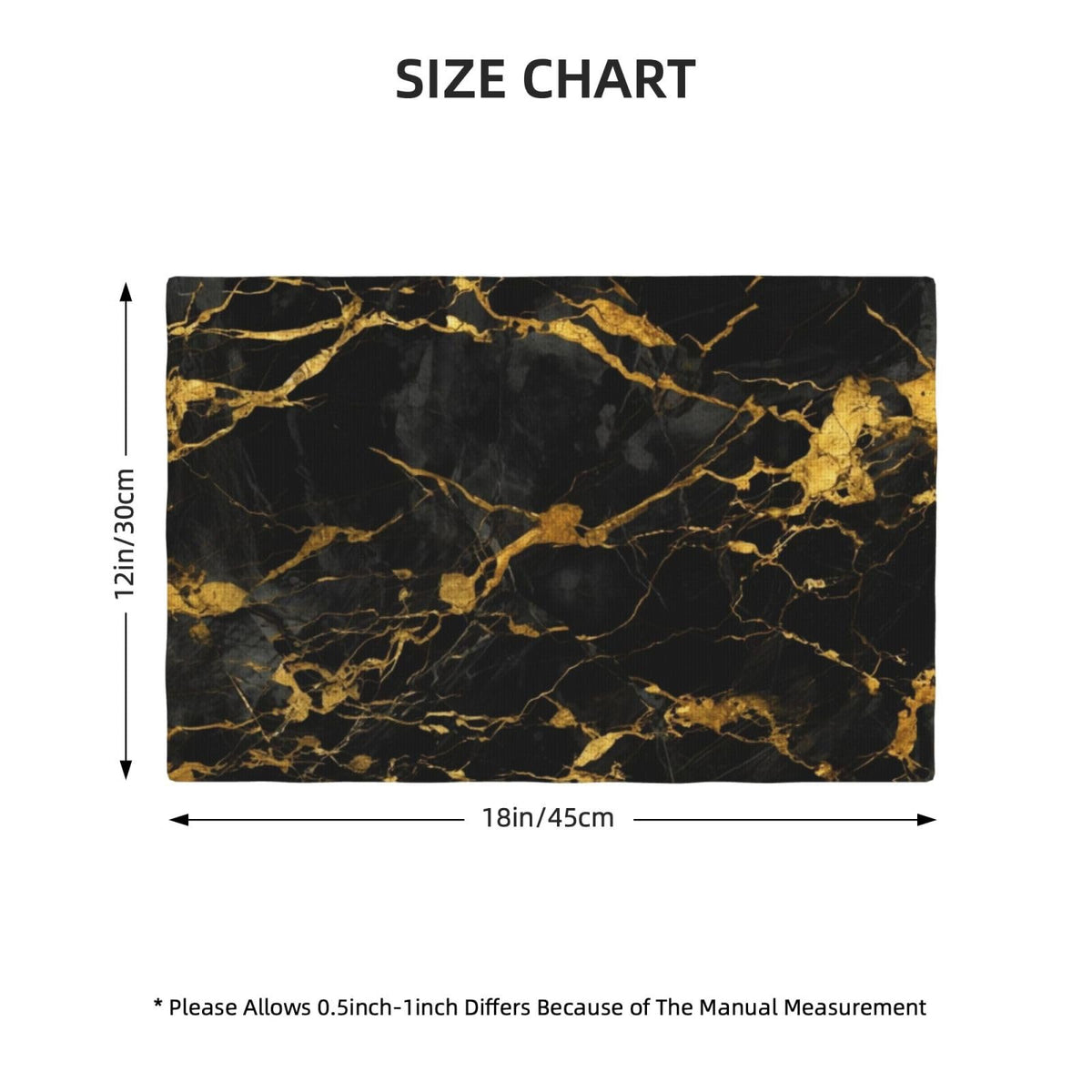Placemats Black Gold Marble Place Mat Set of 4 Pieces Heat (4PCS / Black Gold Marble)