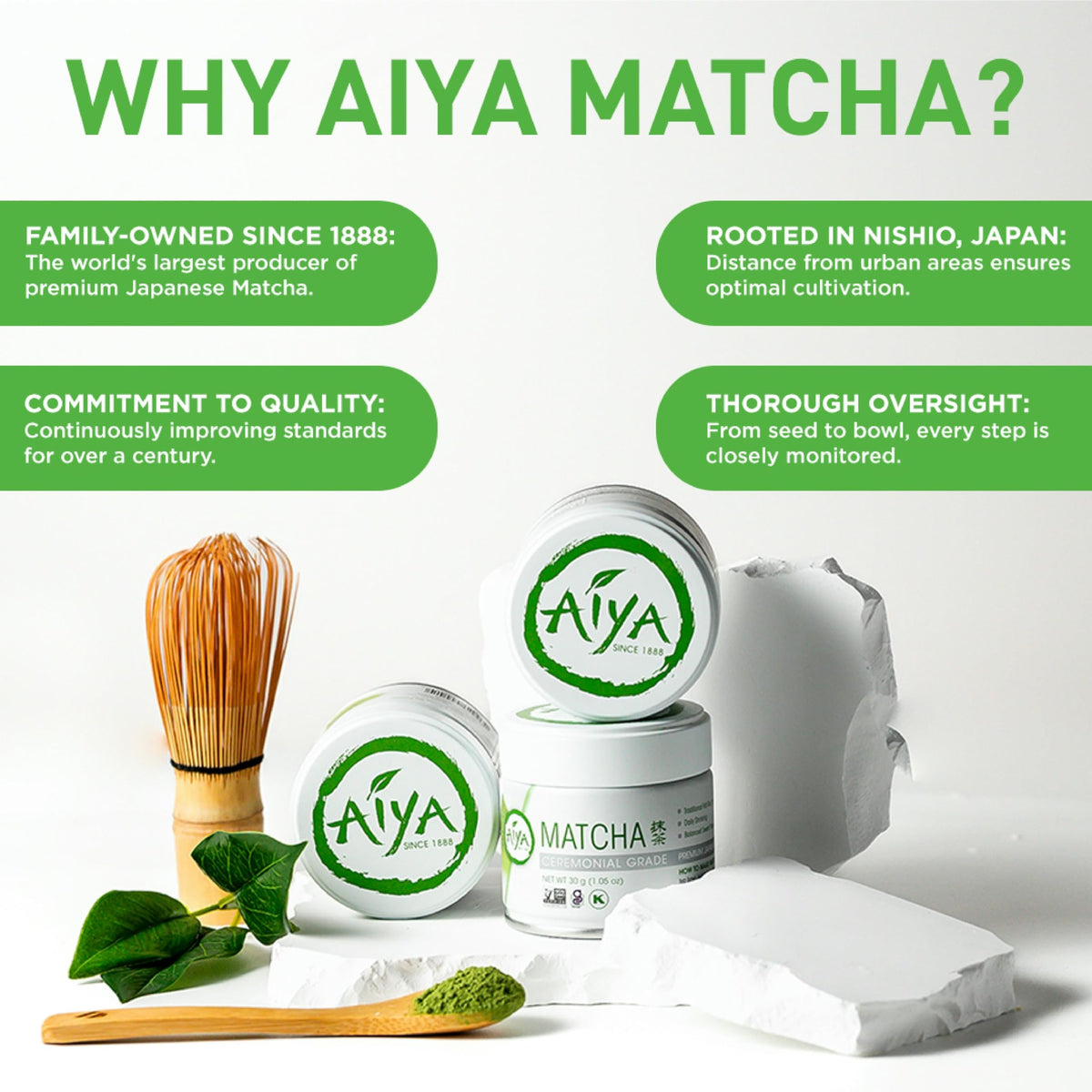 Aiya Authentic Japanese Premium First Harvest Ceremonial Grade Matcha Green Tea Powder (1.06 Ounce (Pack of 1))