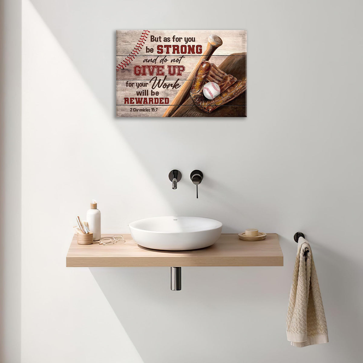 Christian Baseball Wall Art Boys Room Decor Scripture Sports Canvas Prints Painting Inspirational Motivational Quotes Pictures Framed Men Baseball Gifts Artwork for Classroom Gym Playroom 24"x16" (24"L x 16"W / Chronicles Baseball)