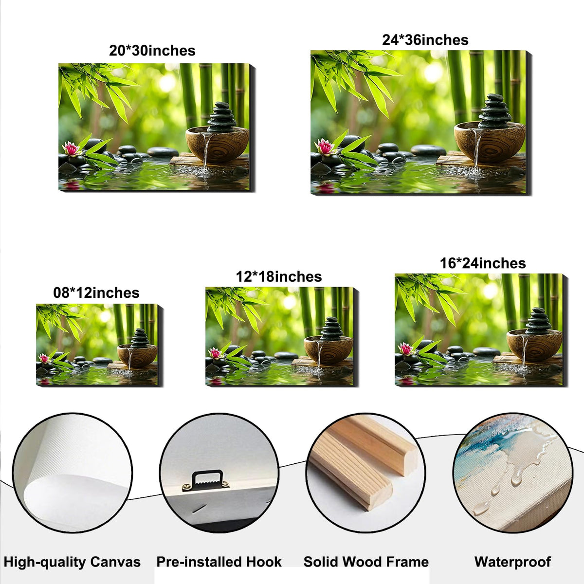 Framed Zen Spa Canvas Wall Art (Pictures11 / 30"L x 20"W)