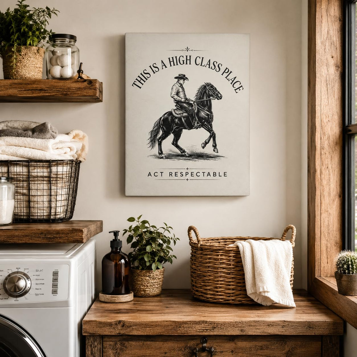 Funny Cowboy Framed Canvas Wall Art Western Quote Rustic Decor 12x16 Inches (Funny Cowboy / 16"L x 12"W)