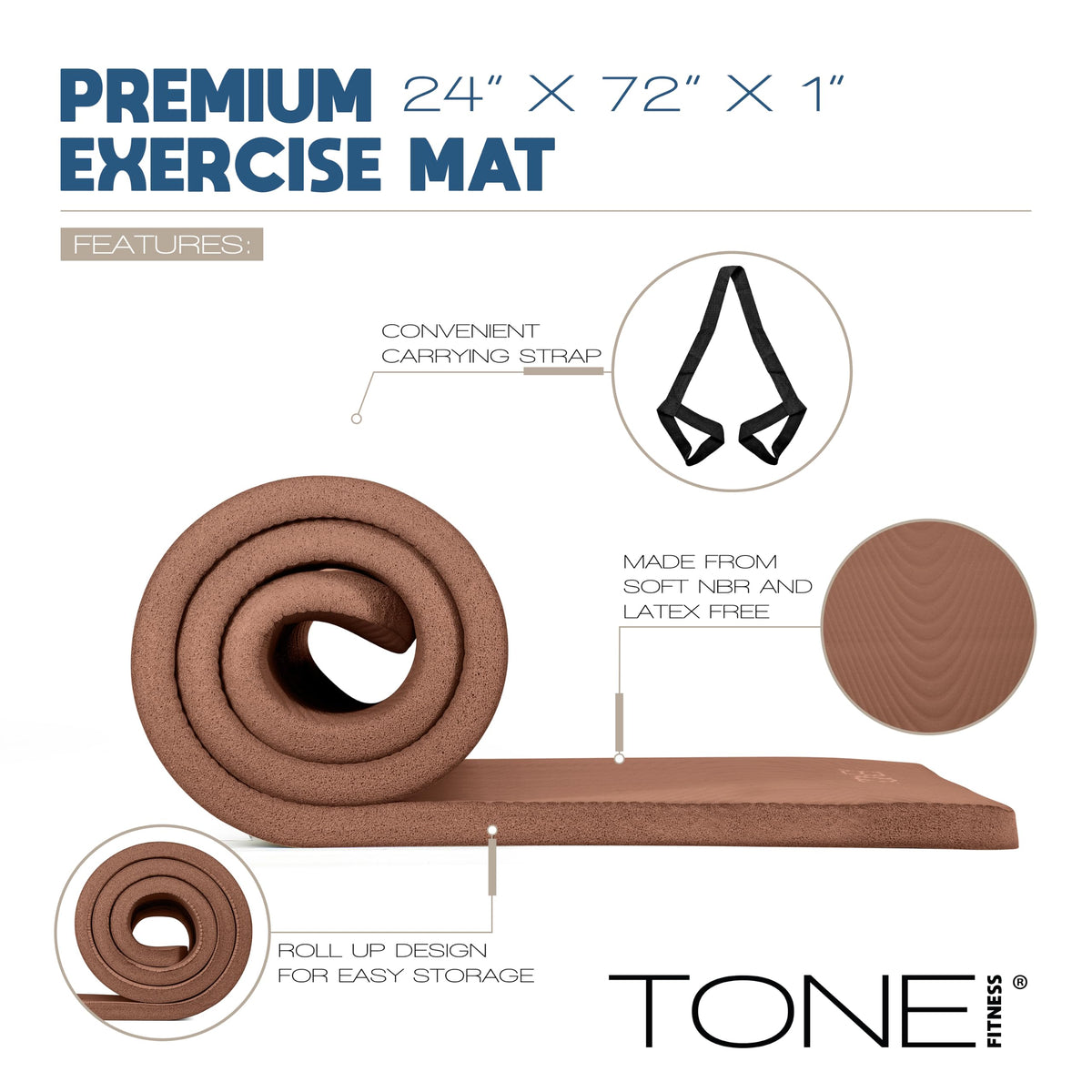 1" Extra Thick Yoga Mat (Wave / Mocha)