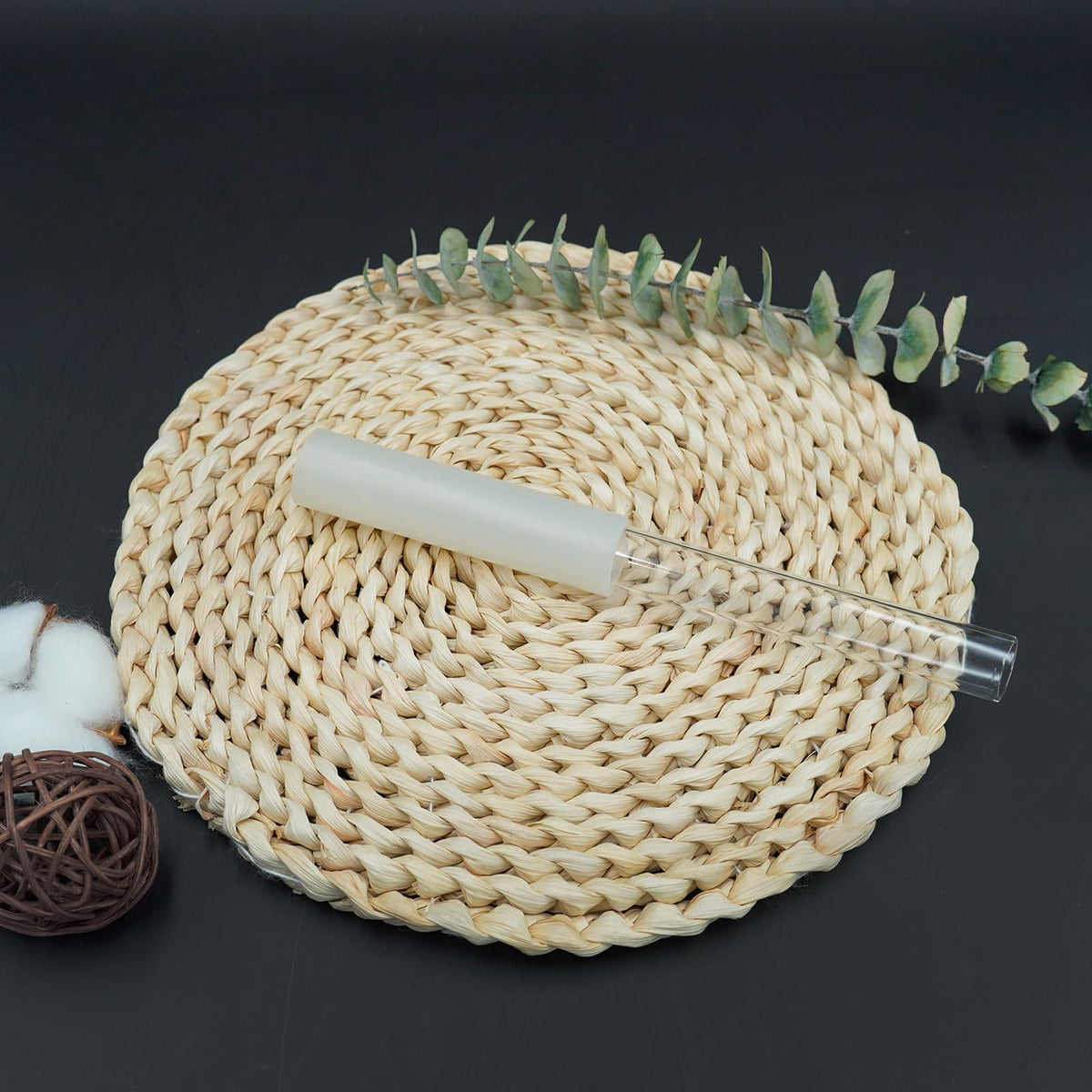 Singing Bowl Mallet Clear Hollow Crystal Base Rubber Striker Stick (White rubber hollow stick)