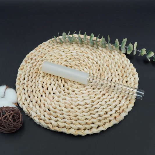 Singing Bowl Mallet Clear Hollow Crystal Base Rubber Striker Stick (White rubber hollow stick)