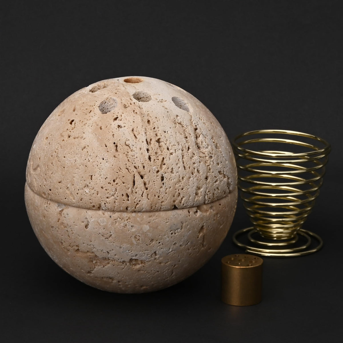 Handmade Travertine Stone Incense Resin Burner Holder (Light Beige)